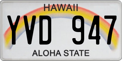 HI license plate YVD947