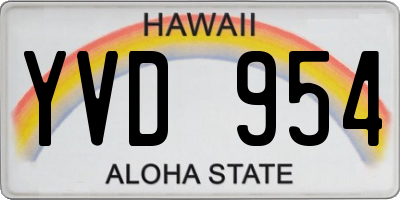 HI license plate YVD954