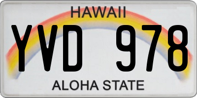 HI license plate YVD978