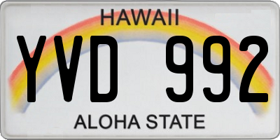 HI license plate YVD992