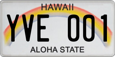HI license plate YVE001