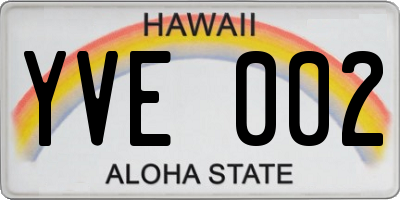 HI license plate YVE002