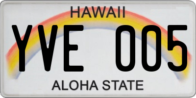 HI license plate YVE005