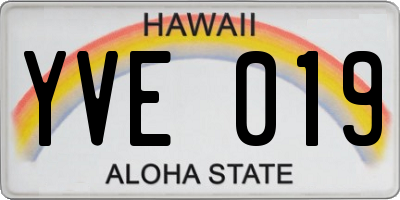 HI license plate YVE019