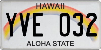 HI license plate YVE032
