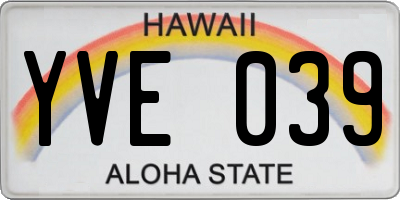 HI license plate YVE039