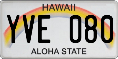 HI license plate YVE080