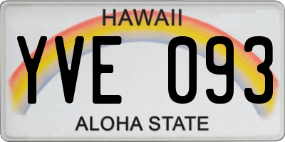 HI license plate YVE093