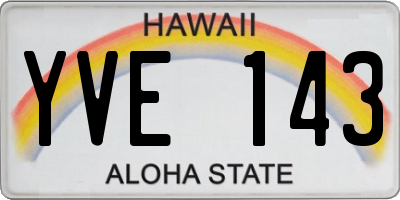HI license plate YVE143