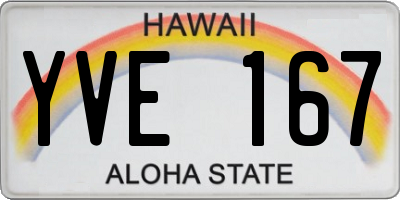 HI license plate YVE167