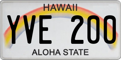 HI license plate YVE200