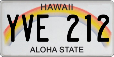 HI license plate YVE212