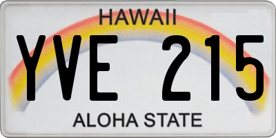 HI license plate YVE215