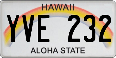 HI license plate YVE232