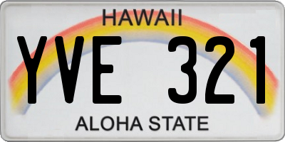 HI license plate YVE321