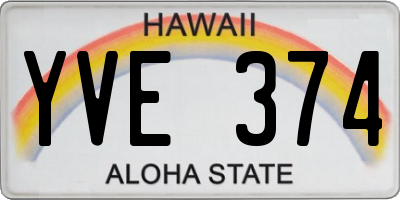 HI license plate YVE374