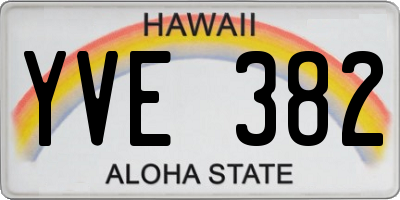 HI license plate YVE382