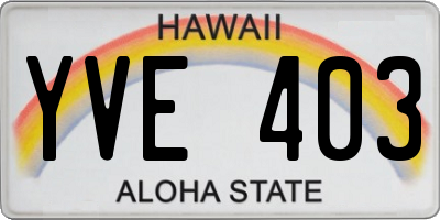 HI license plate YVE403