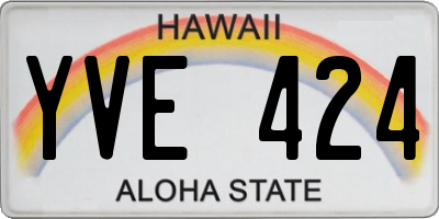 HI license plate YVE424