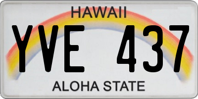 HI license plate YVE437