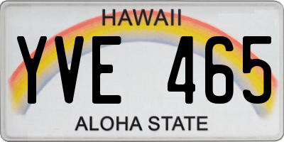 HI license plate YVE465
