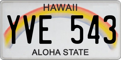 HI license plate YVE543