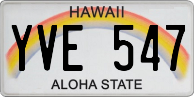 HI license plate YVE547