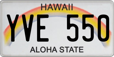 HI license plate YVE550