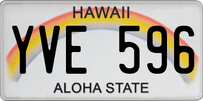 HI license plate YVE596