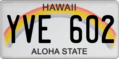 HI license plate YVE602