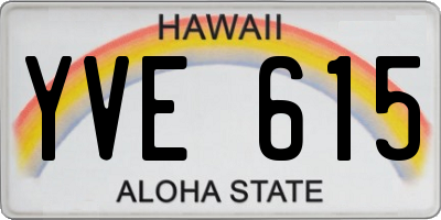 HI license plate YVE615