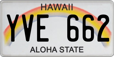 HI license plate YVE662