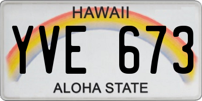 HI license plate YVE673