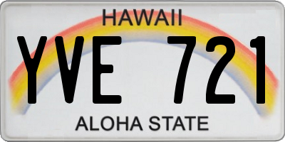 HI license plate YVE721