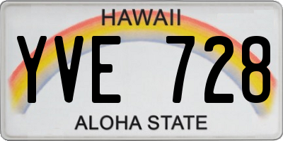 HI license plate YVE728