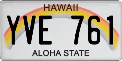 HI license plate YVE761