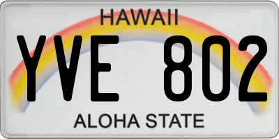 HI license plate YVE802