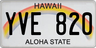 HI license plate YVE820