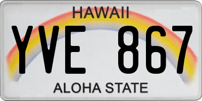 HI license plate YVE867