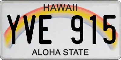 HI license plate YVE915