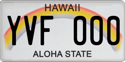 HI license plate YVF000