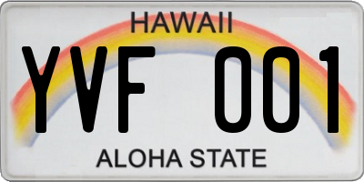 HI license plate YVF001