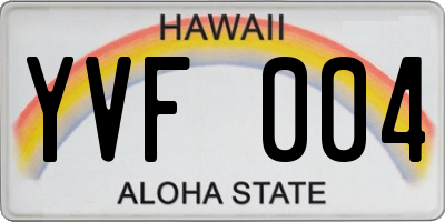 HI license plate YVF004