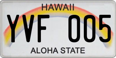 HI license plate YVF005