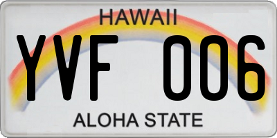 HI license plate YVF006