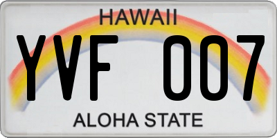 HI license plate YVF007