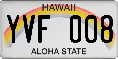 HI license plate YVF008