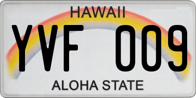 HI license plate YVF009
