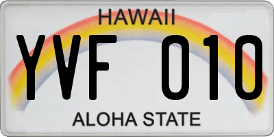 HI license plate YVF010