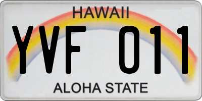 HI license plate YVF011